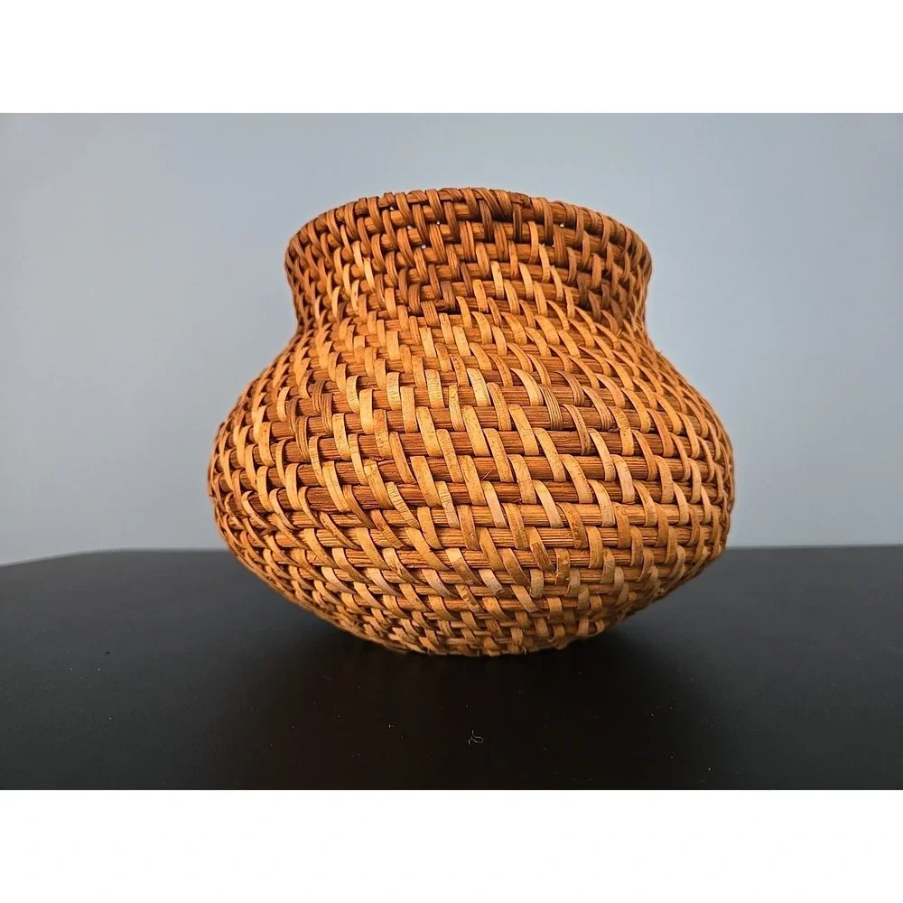 Vintage Wicker Woven Vase Boho Baskets Home Decor Tight Weave‎ For Dry Flower